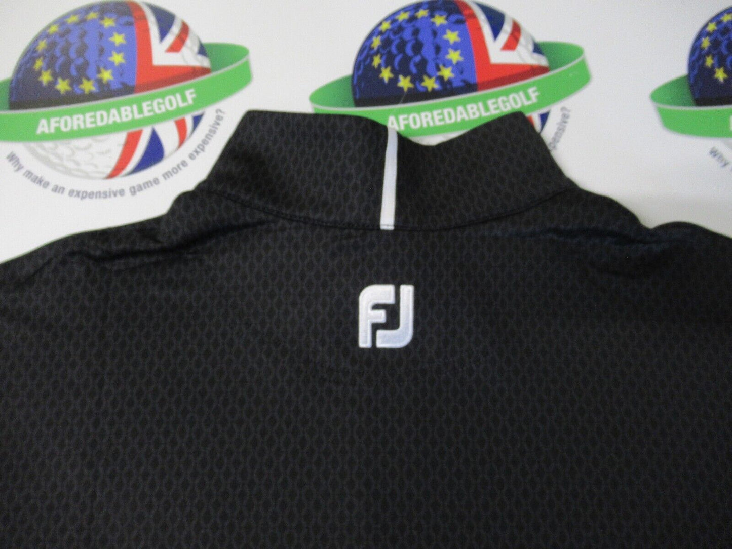 footjoy eu tonal print knit 1/2 zip midlayer black uk size medium athletic fit