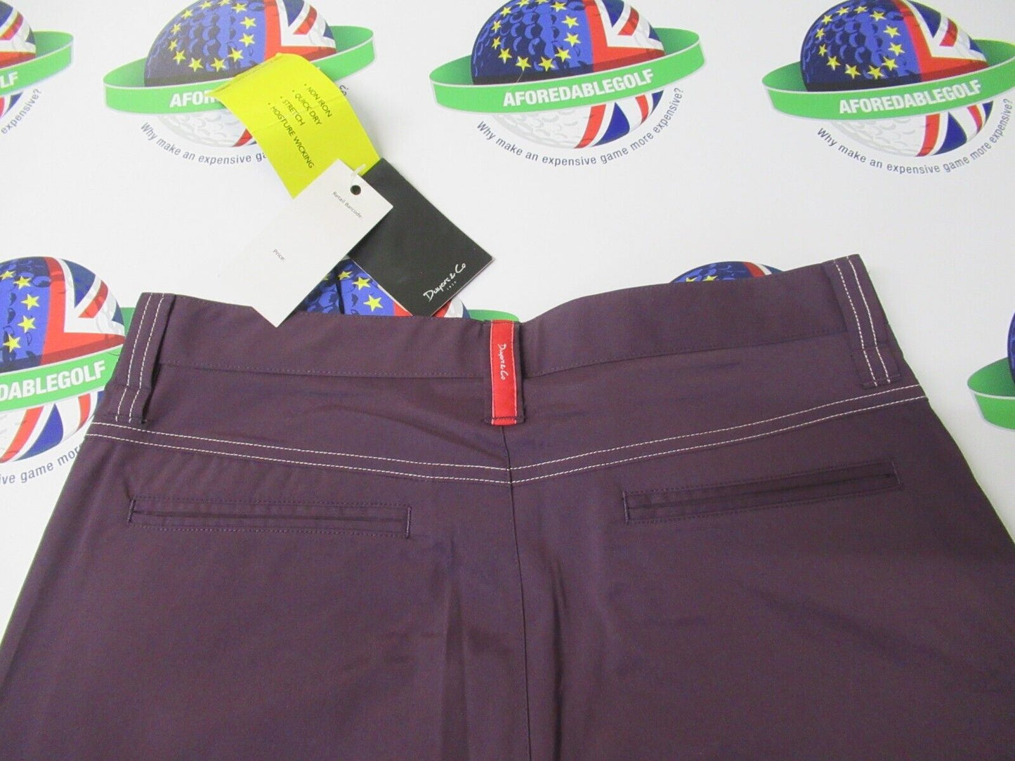 dwyers & co micro tech 2.0 golf trousers grape waist 34" leg 31"