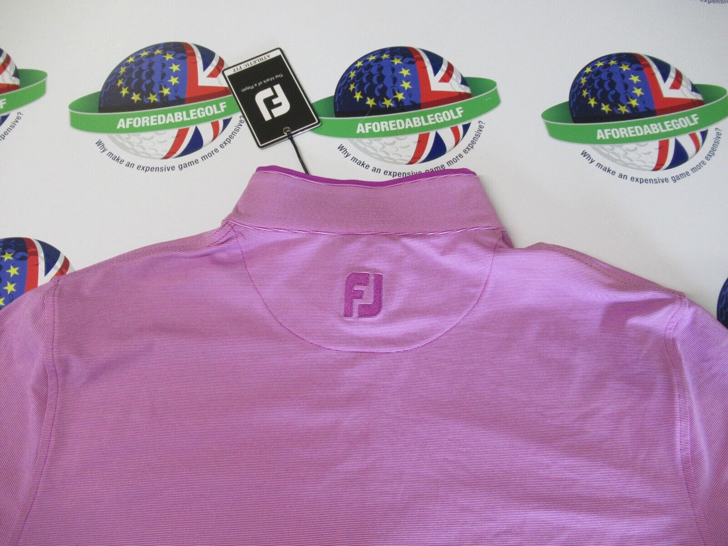 Footjoy Eu Multistripe Chill Out 1/2 Zip Pullover Mulberry/White UK Size Medium