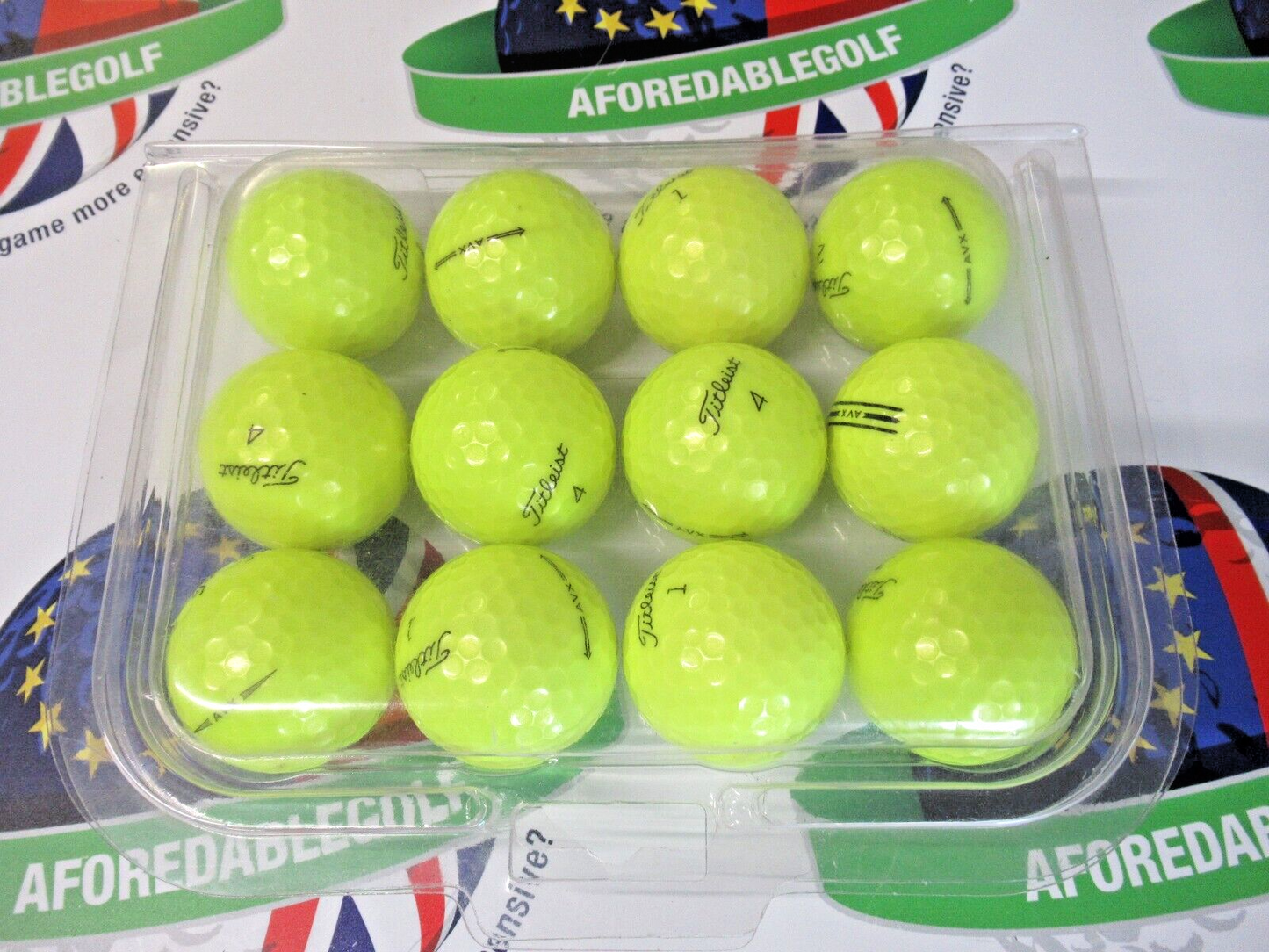 12 Titleist Avx Optic Yellow Golf Balls Pearl/Pearl 1 Grade