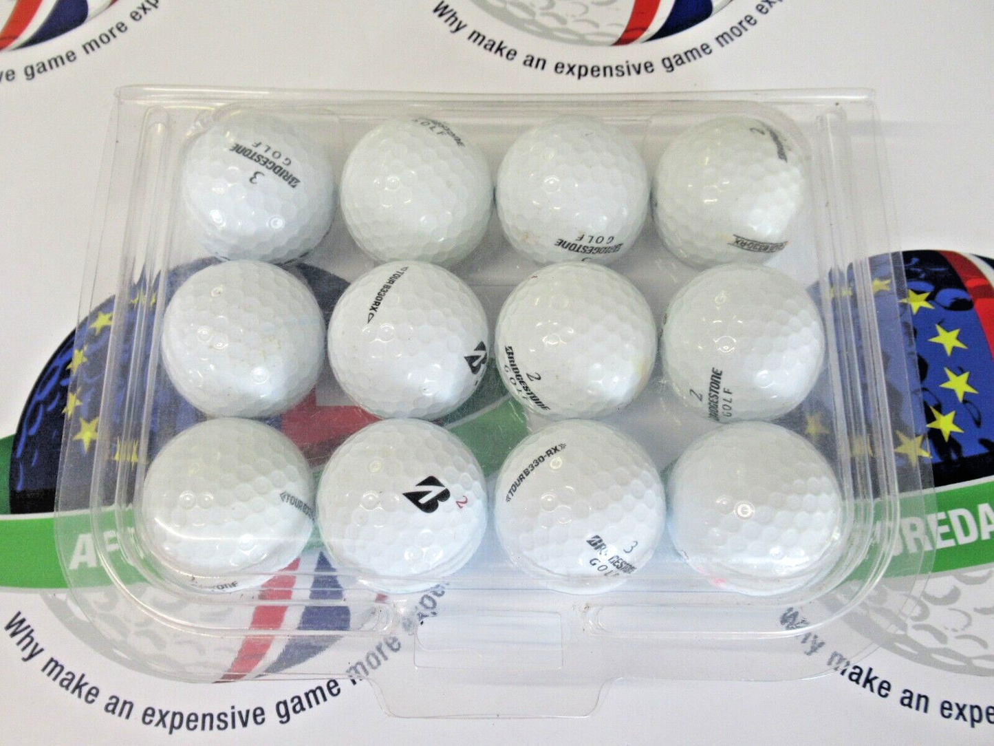 12 Bridgestone Tour B330Rx Golf Balls Pearl/Pearl 1 Grade