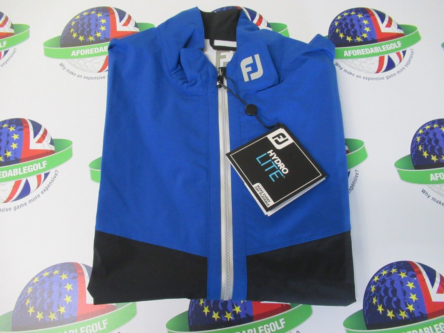 footjoy hydrolite waterproof jacket royal/black/silver uk size medium