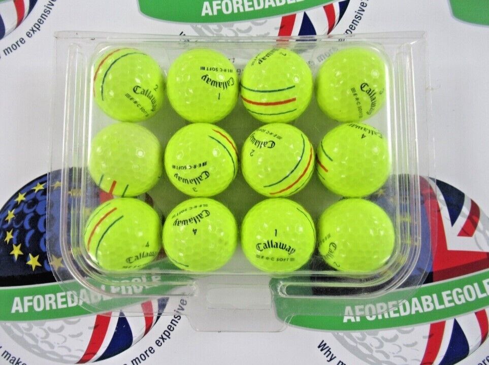 12 Callaway Erc Soft Optic Yellow Golf Balls Pearl/Pearl 1 Grade