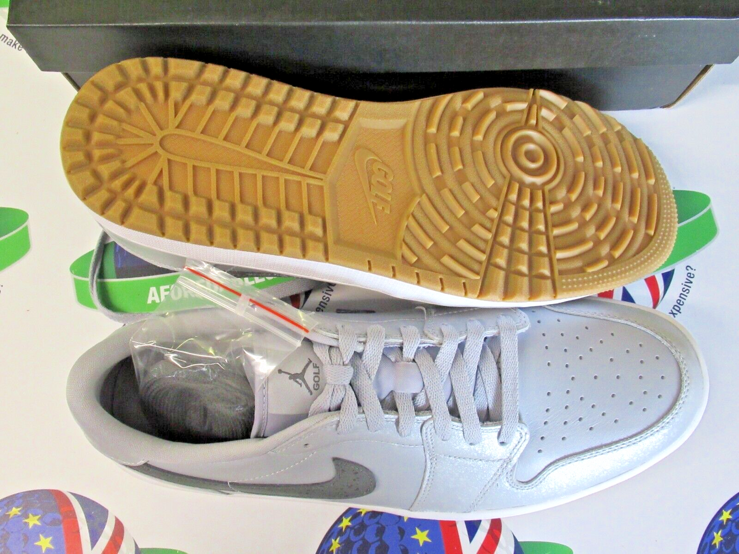 nike air jordan 1 low g golf shoes wolf grey/iron grey-white uk size 10