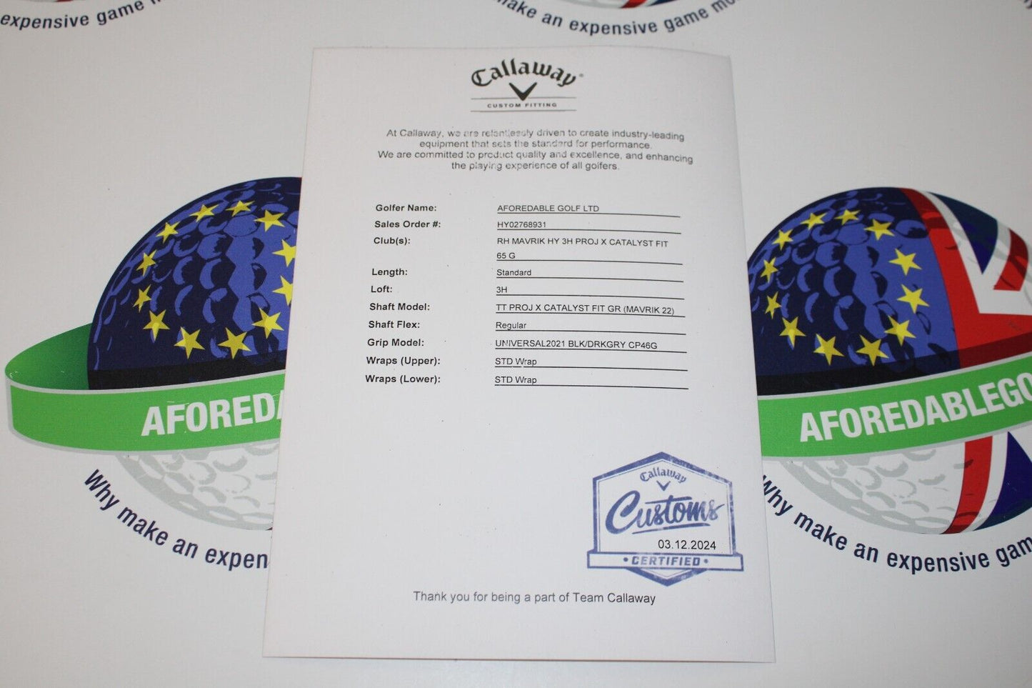 New Callaway Mavrik 18 Degree #3 Hybrid Project X Catalyst 65 5.5 Regular Flex