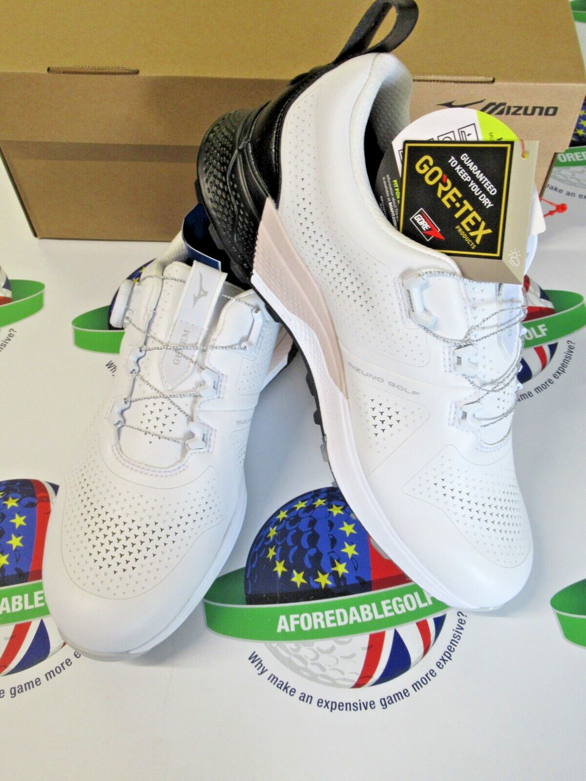 Mizuno Genem Wg Gore-Tex Boa Waterproof Golf Shoes White/Black UK Size 9