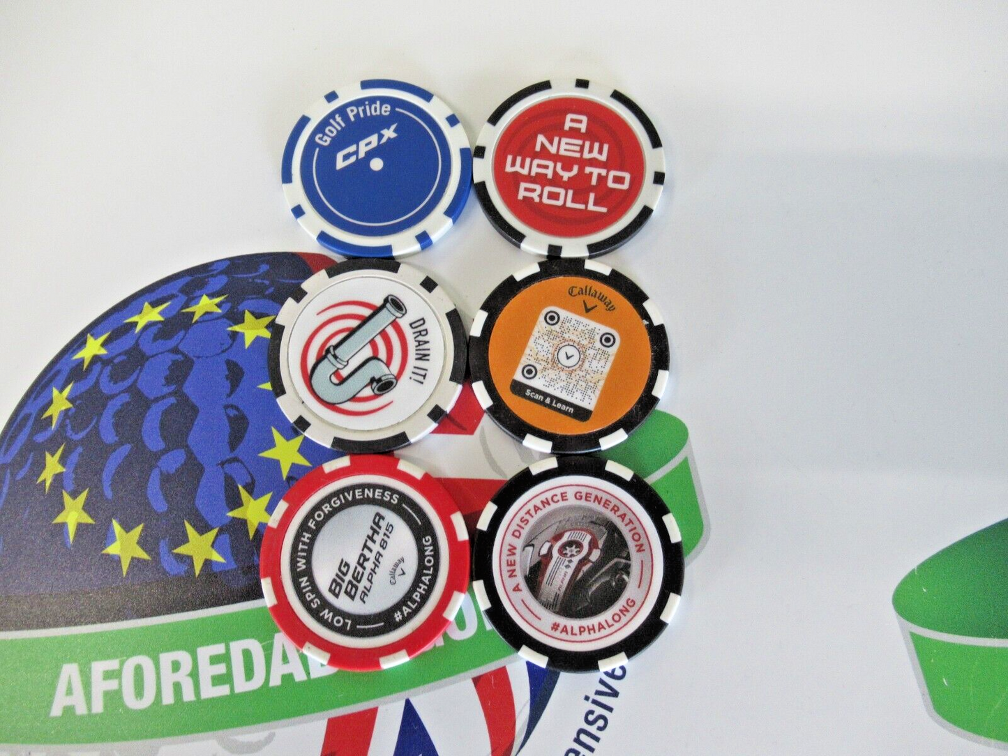 New X6 Callaway Odyssey Golf Pride Poker Chip Ball Markers