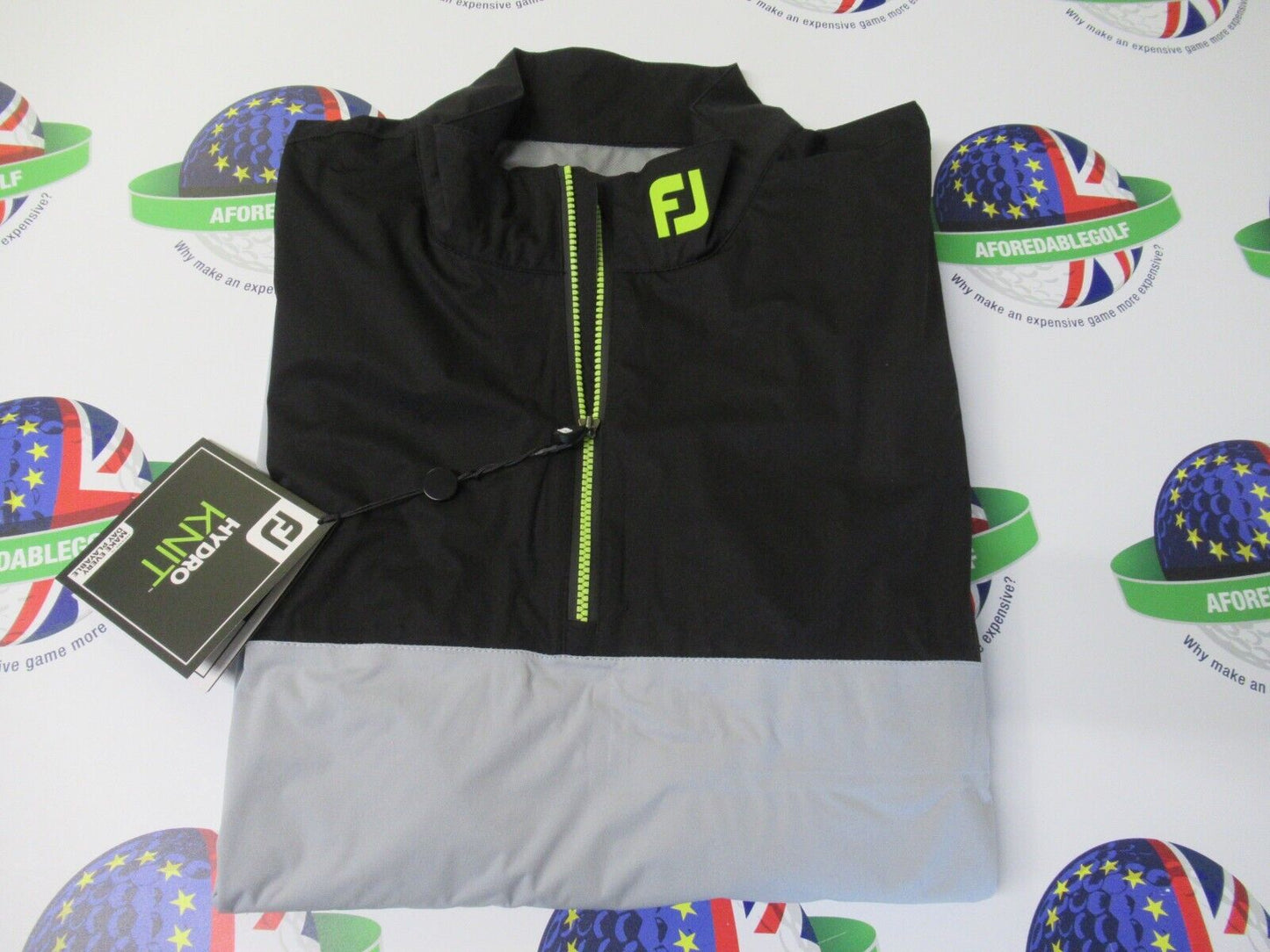 footjoy hydrolite waterproof jacket black/grey/lime uk size medium