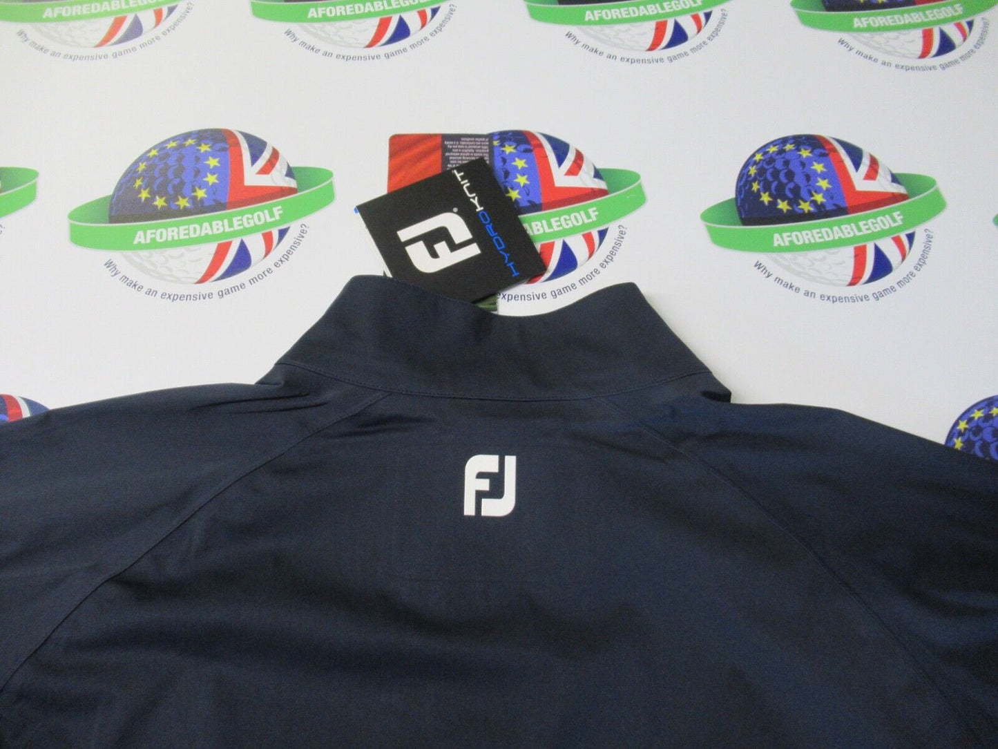 footjoy hydroknit 1/2 zip waterproof jacket navy/green uk size xl