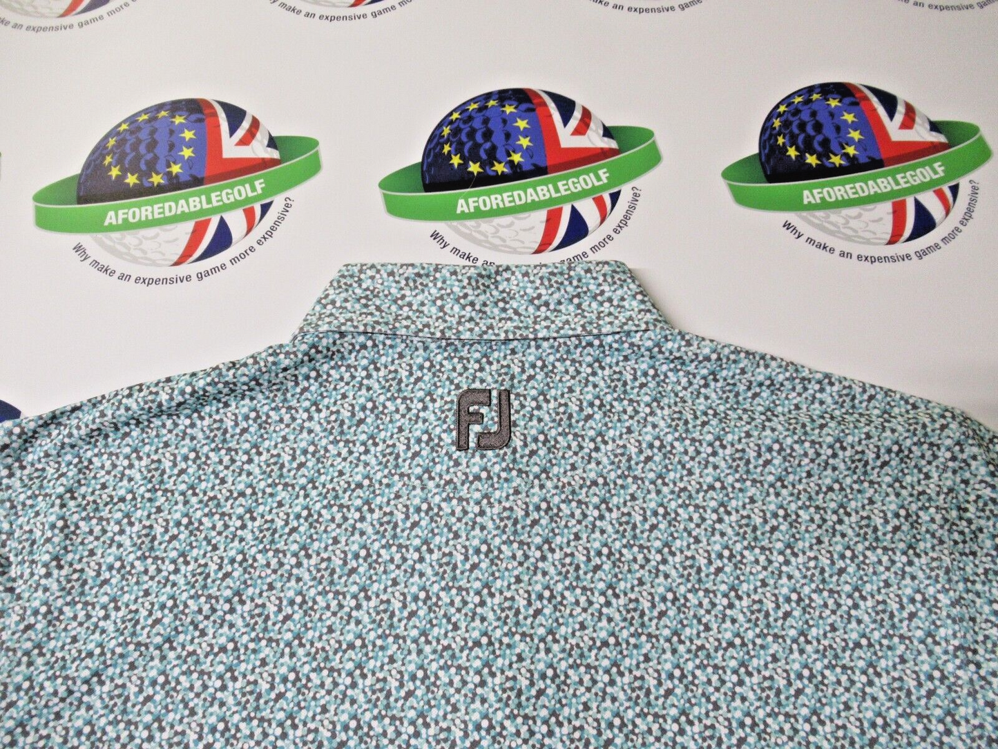 footjoy eu confetti print polo shirt aqua surf uk size xl