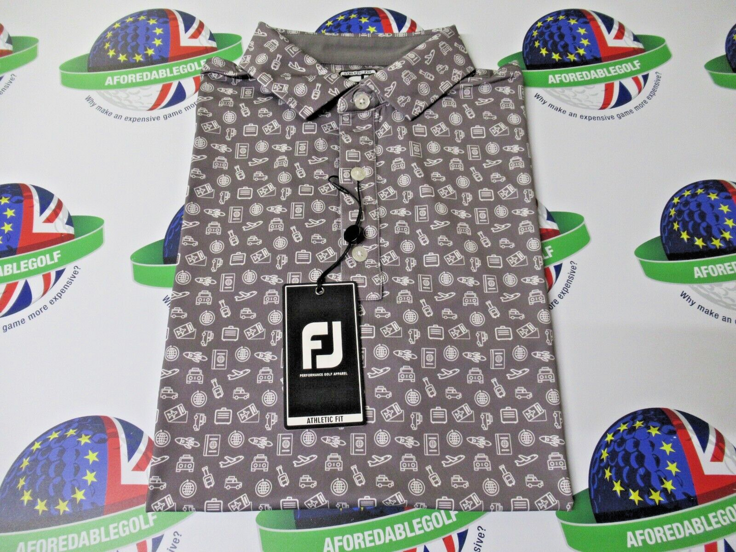 footjoy eu travel print polo shirt lava/white uk size medium