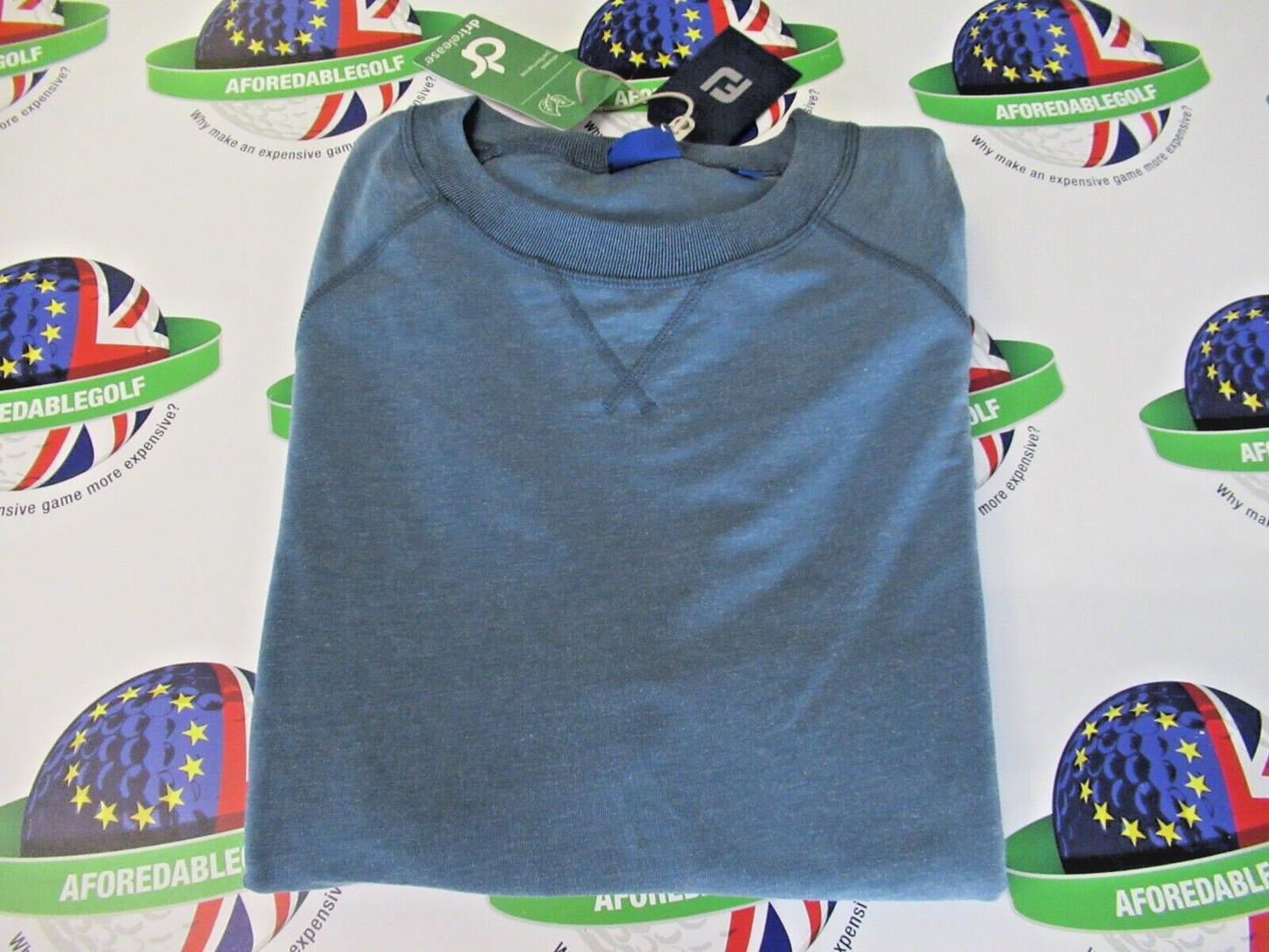 footjoy eu dri release french terry crew neck sweater heather ink uk size large