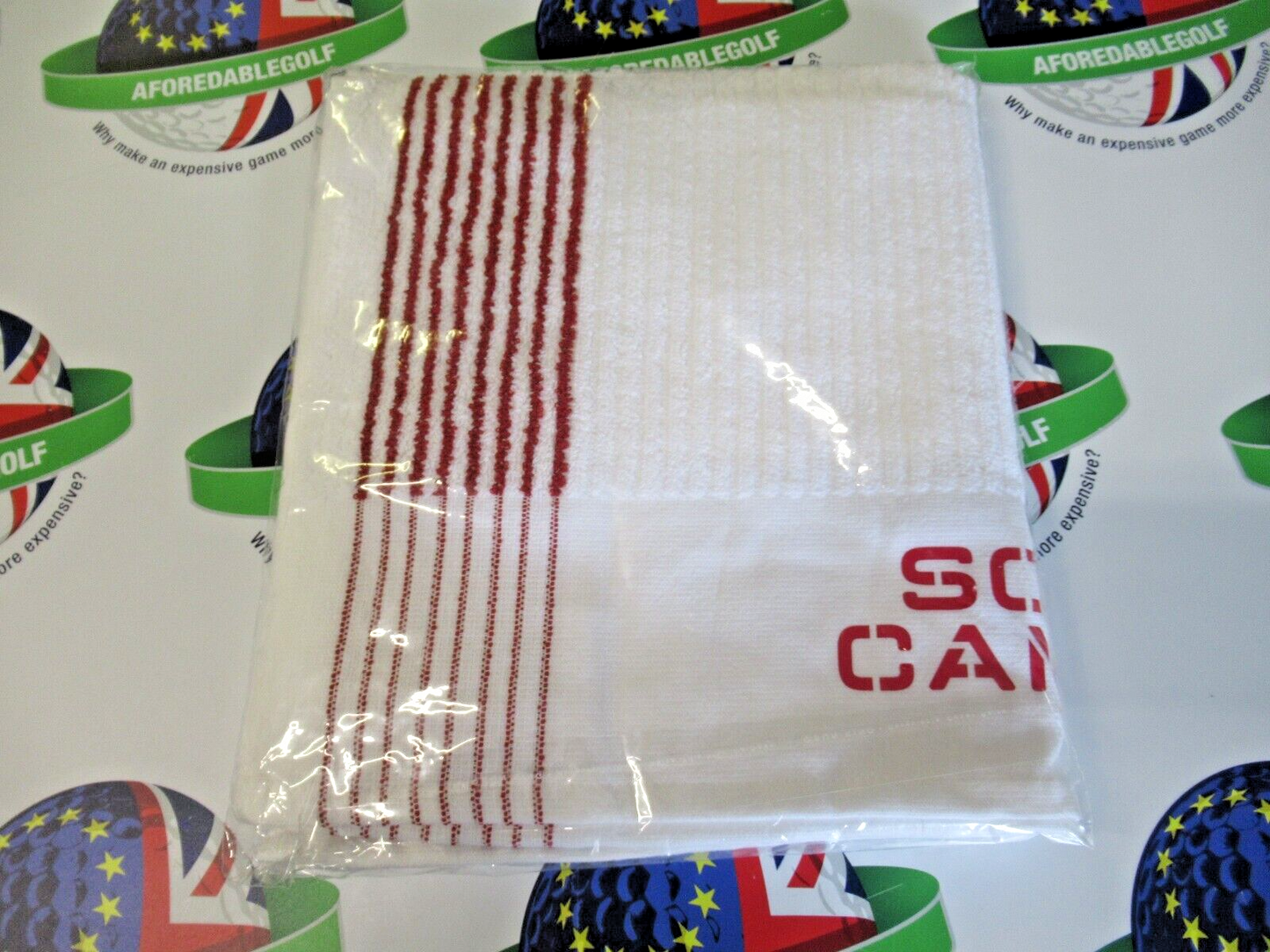 Scotty Cameron Limited Edition Vintage Caddy Towel 22" X 45" White/Red