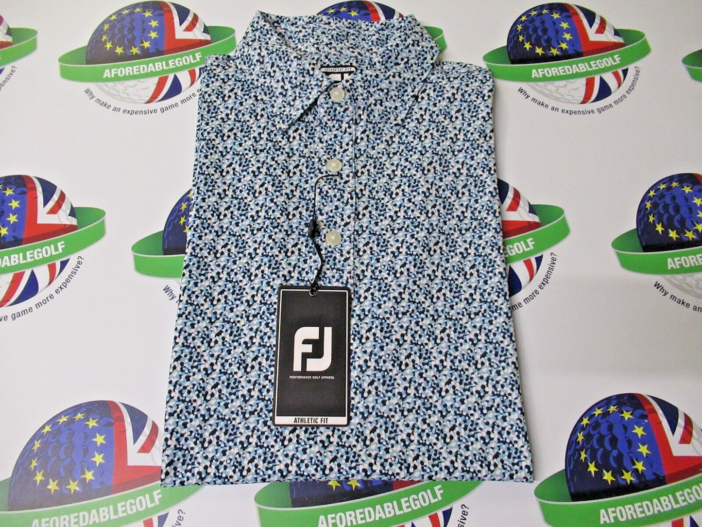 footjoy eu confetti print polo shirt true blue uk size medium