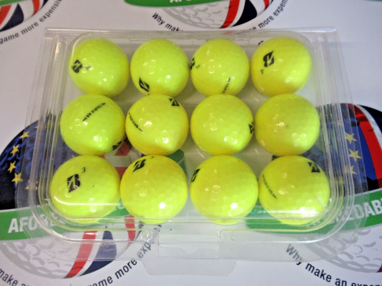 12 Bridgestone Tour B Xs Optic Yellow Golf Balls Pearl/Pearl 1 Grade