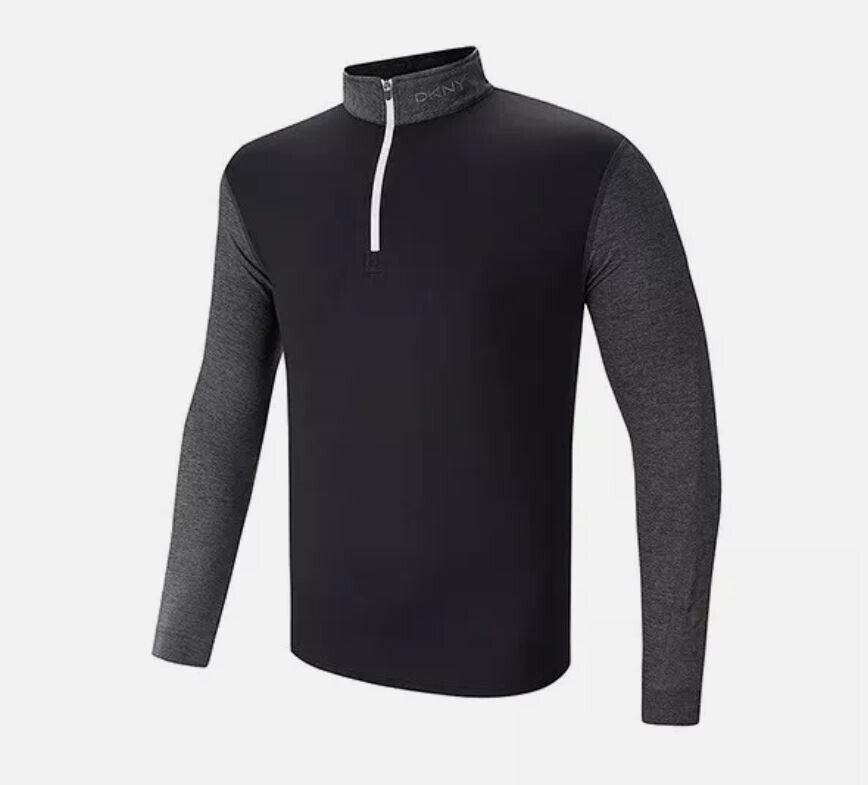 Dkny Golf 1/4 Zip Midlayer Black/Charcoal Grey UK Size XXL