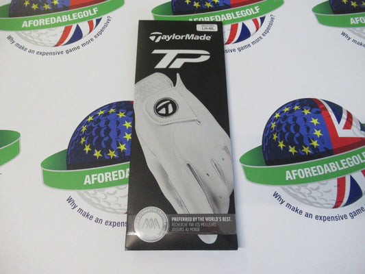 taylormade tp cabretta leather white left hand golf glove size medium/large