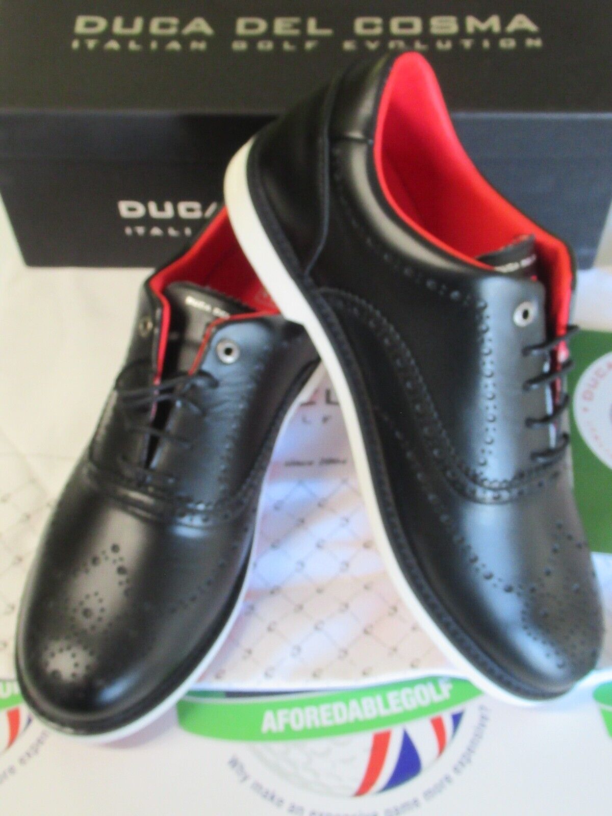 Duca Del Cosma Italian Leather Churchill Golf Shoes Black UK Size 11