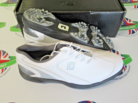 footjoy sport lt white/silver golf shoes 58054k uk size 9.5 medium