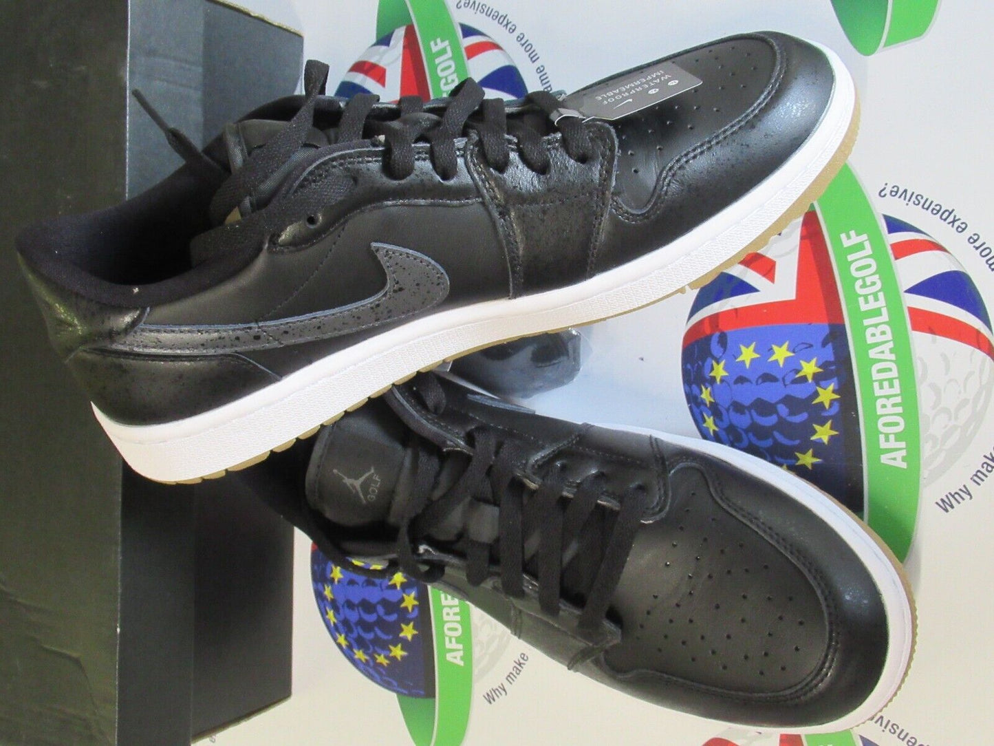 nike air jordan 1 low g golf shoes black/anthracite-gum med brown uk size 8