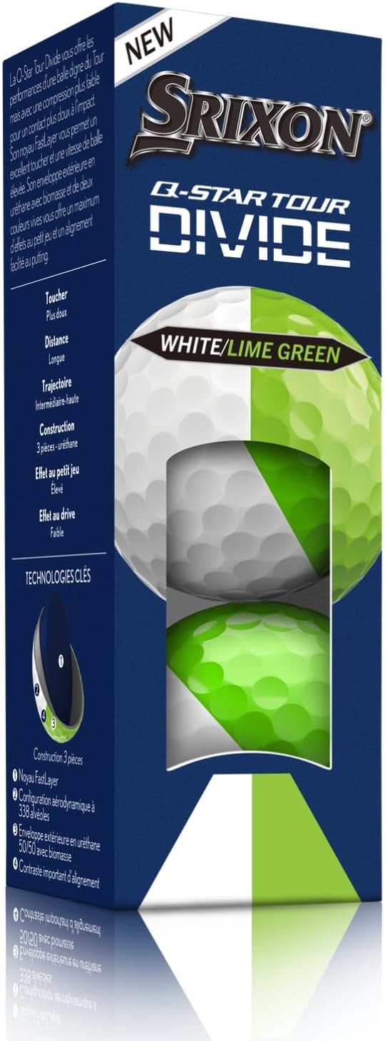 New 12 Srixon Q-Star Tour Divide Green/White Golf Balls