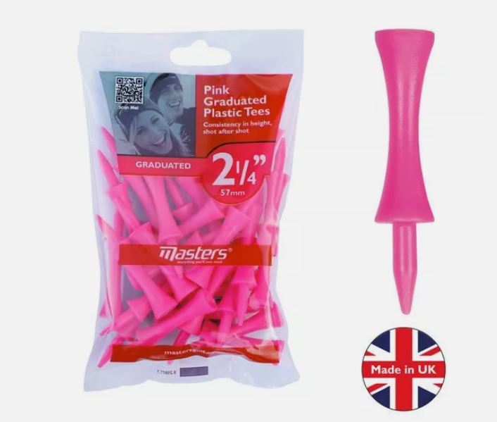 Masters Golf Pink Graduated Plastic Golf Tees 2 1/4" 57Mm