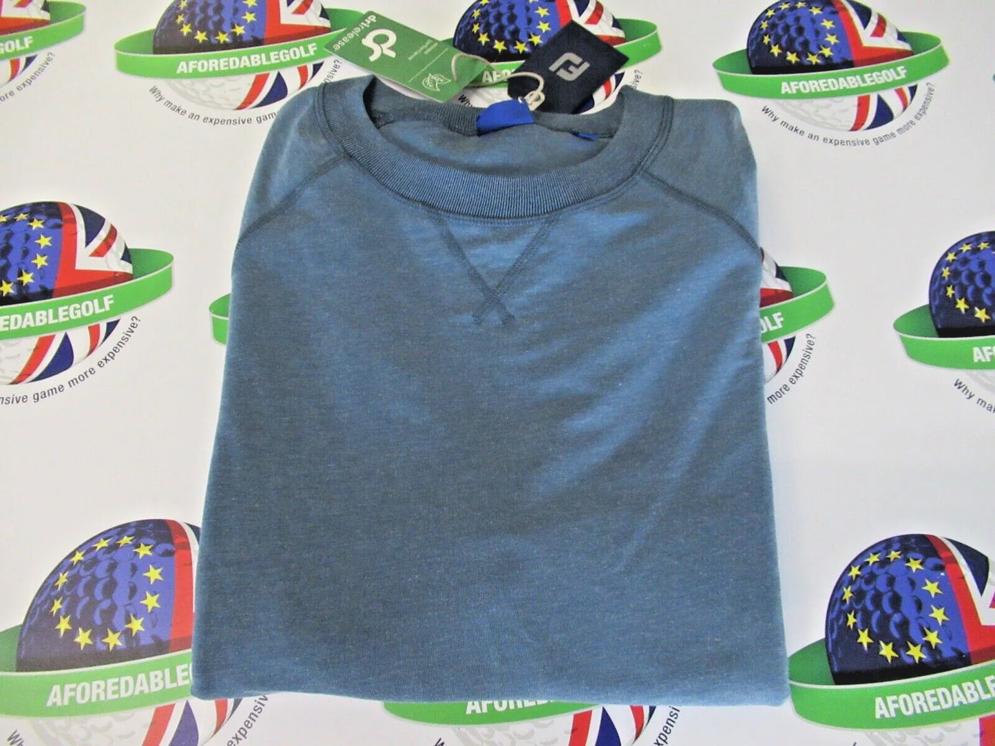 footjoy eu dri release french terry crew neck sweater heather ink uk size medium