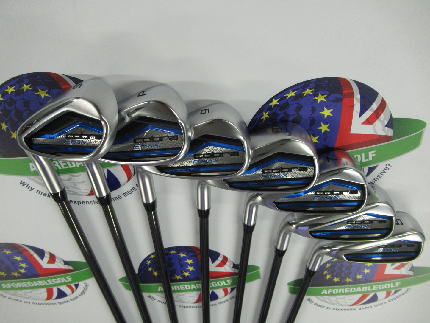 used cobra left hand f-max airspeed iron set 5-9 iron, pw & sw 45g graphite lite