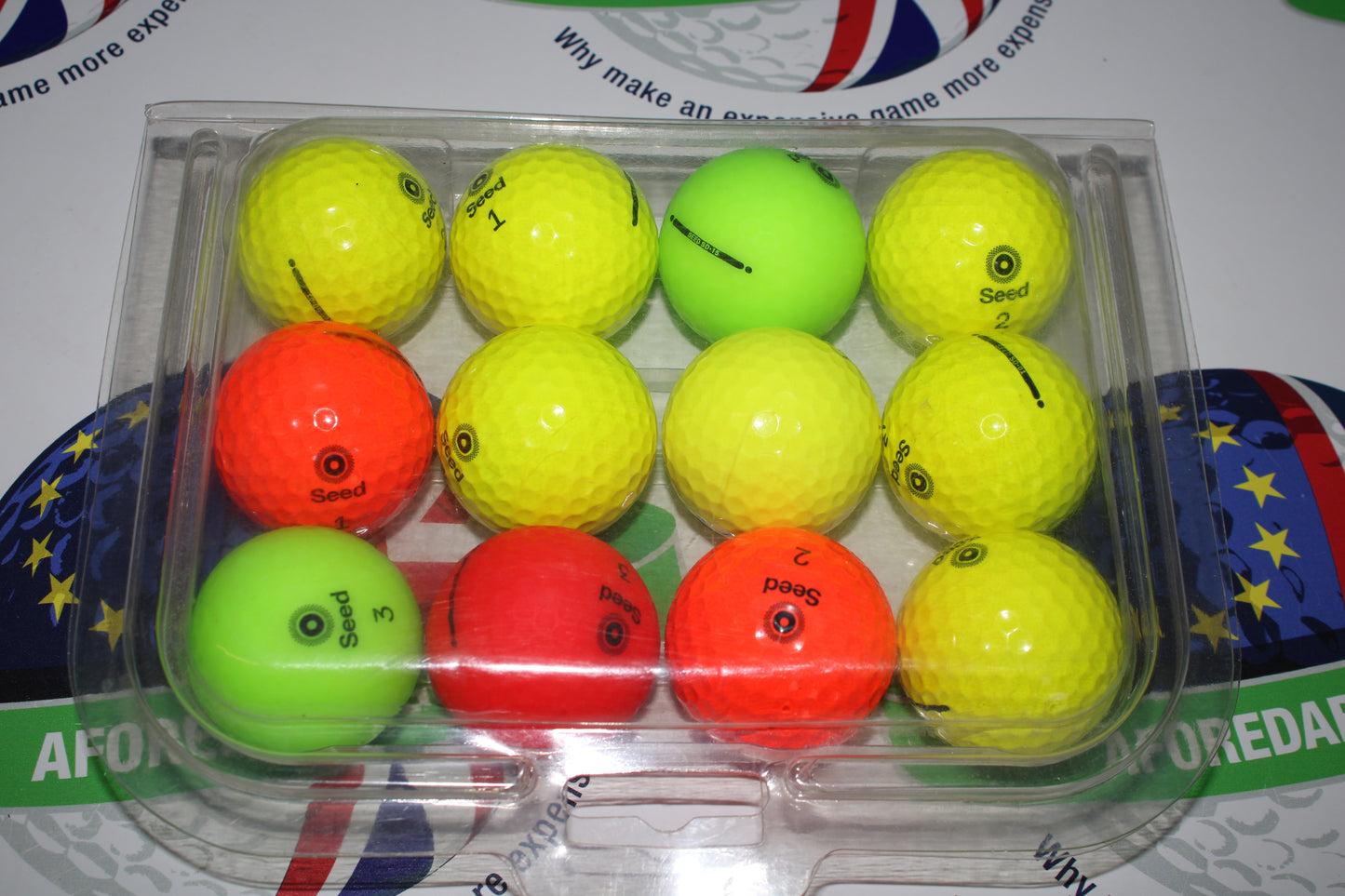 12 Seed Mixed Coloured Tour Golf Balls Pearl/Pearl 1 Grade
