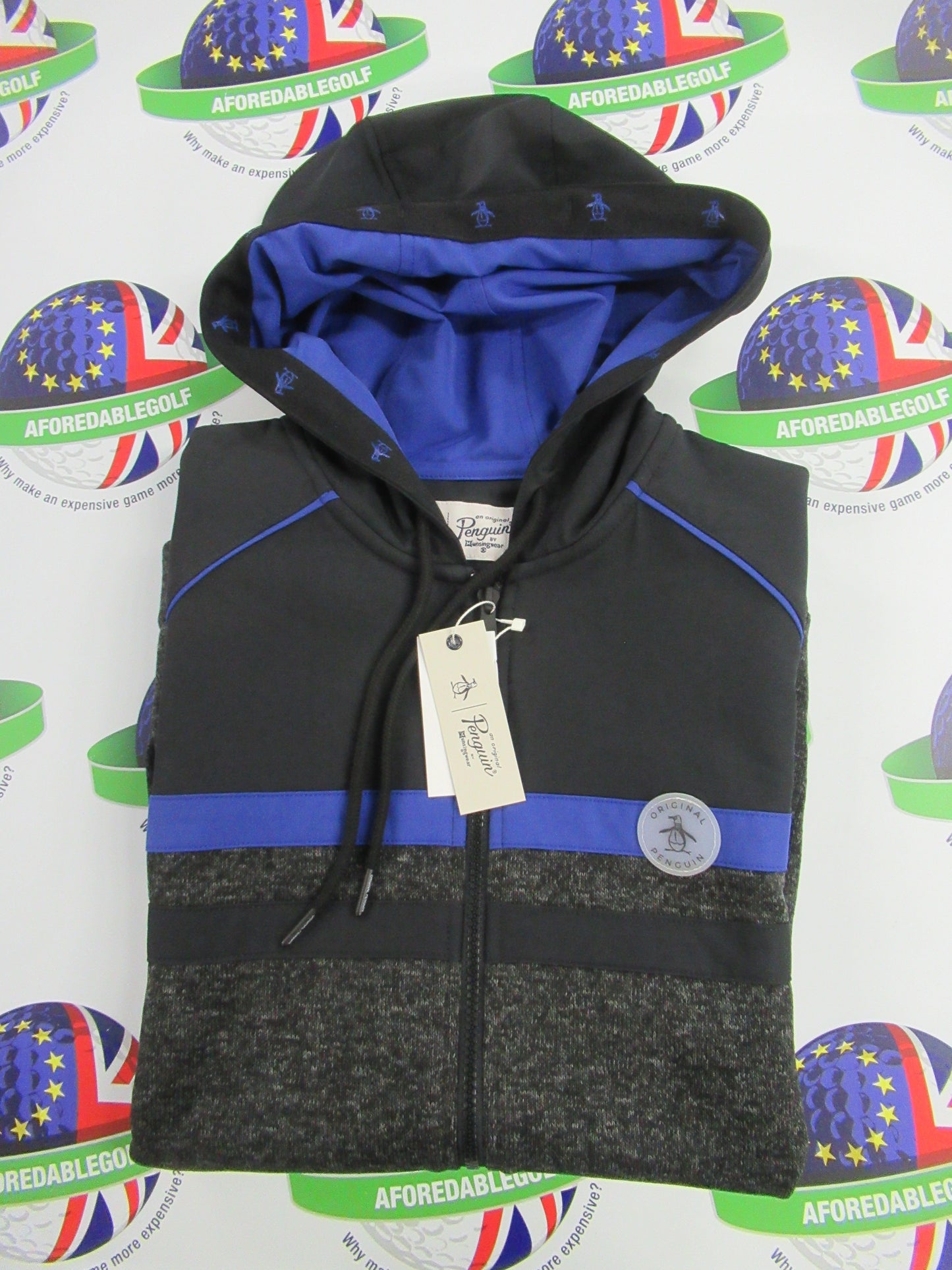 Original Penguin Golf Gilet With Hood Dark Caviar Heather UK Size Small