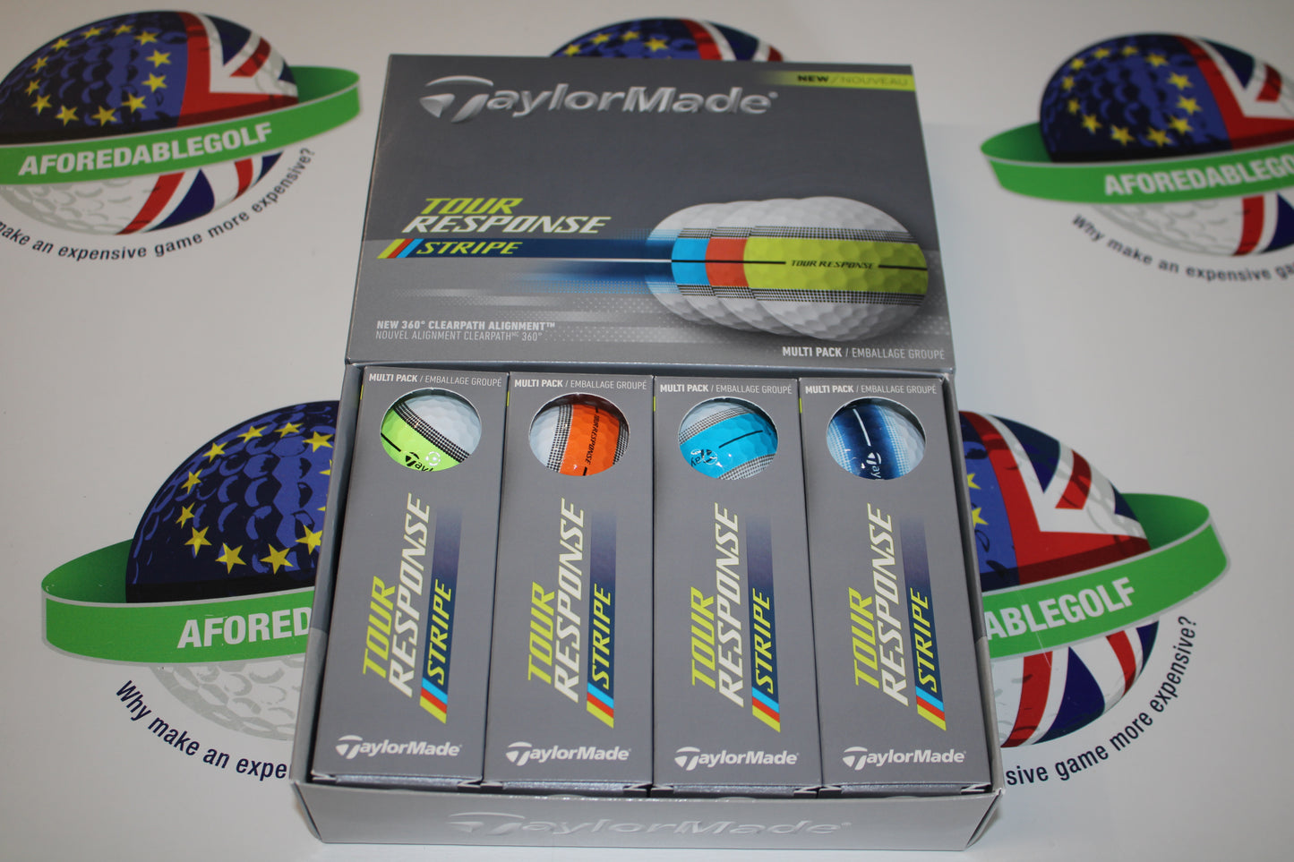 New 1 dozen Taylormade Tour Response Stripe mixed colours multi pack