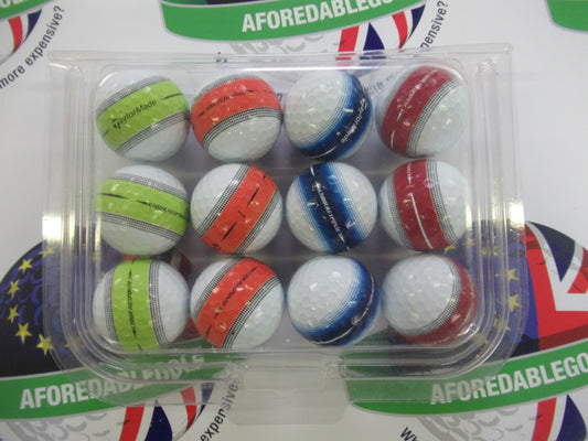12 taylormade tour response stripe mixed colours golf balls pearl/pearl 1 grade set 2