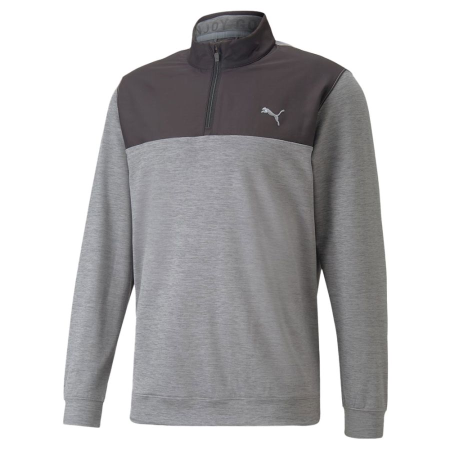 Puma Cloud Spun Colour Block 1/4 Zip Pullover Puma Black/Quiet Shade Size Small