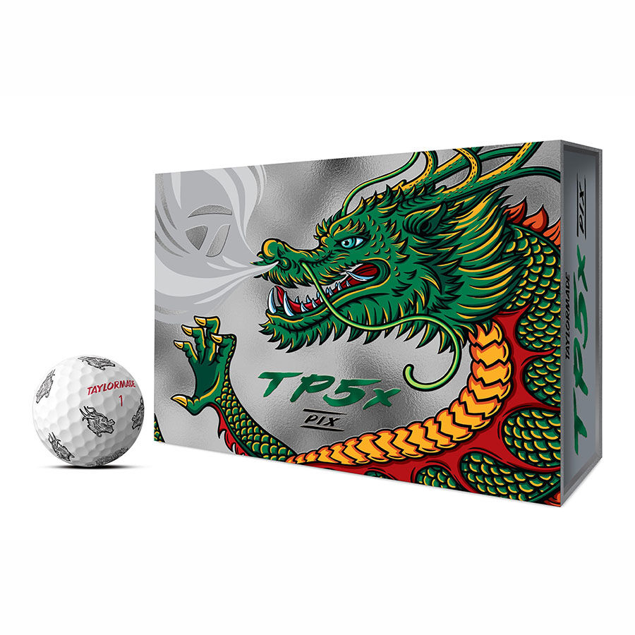 New 12 Taylormade Vault Limited Edition Tp5 X Pix Dragon Silver Golf Balls