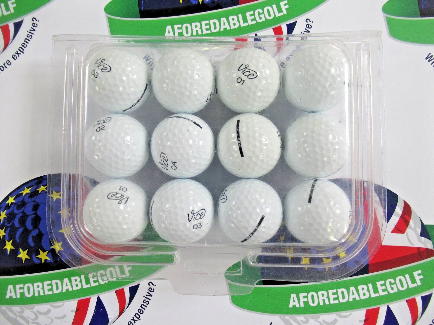 12 Vice Pro Zero Golf Balls Pearl/Pearl 1 Grade