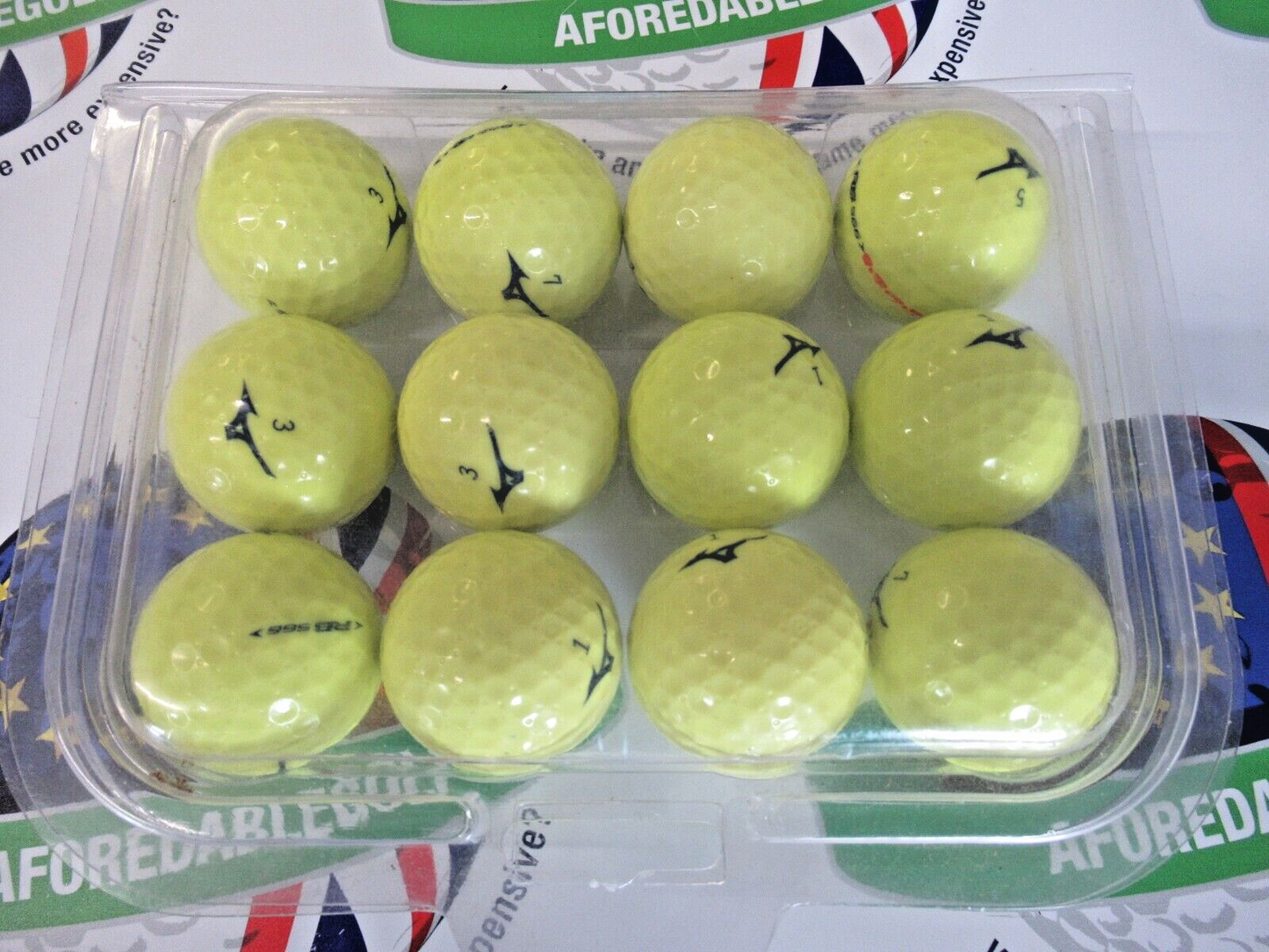 12 Mizuno rb566 optic yellow golf balls pearl/pearl 1 grade