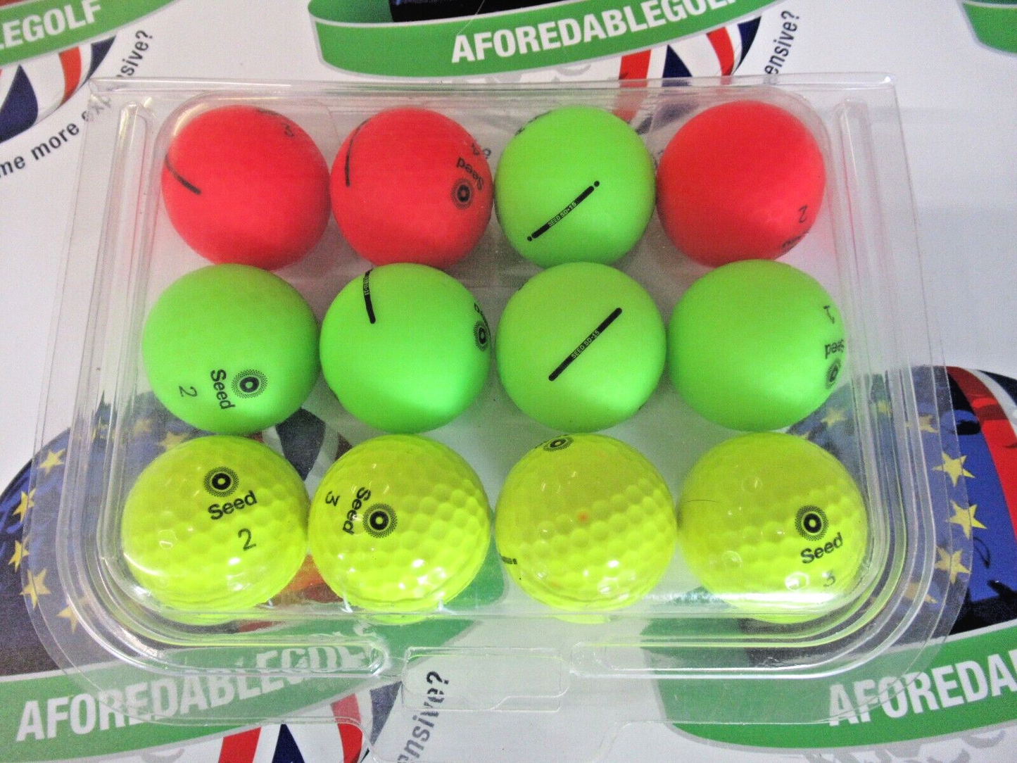 12 seed mixed coloured tour golf balls pearl/pearl 1 grade