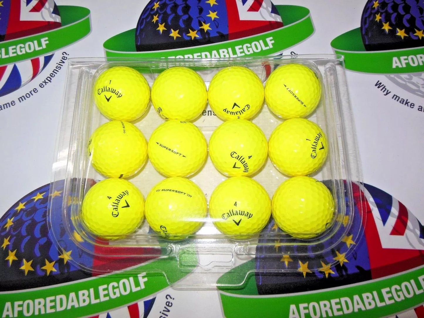 12 Callaway Supersoft Optic Yellow Golf Balls Pearl/Pearl 1 Grade