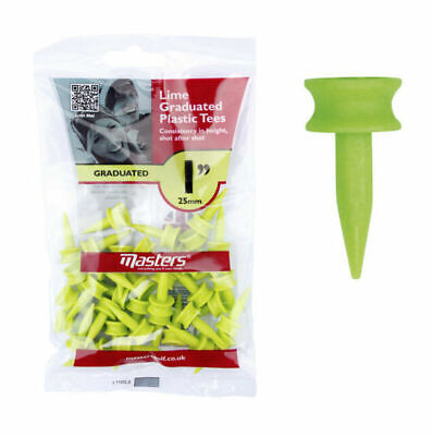 Masters Golf Lime Graduated Plastic Tees 1" 25Mm Bag Of 35 Tees