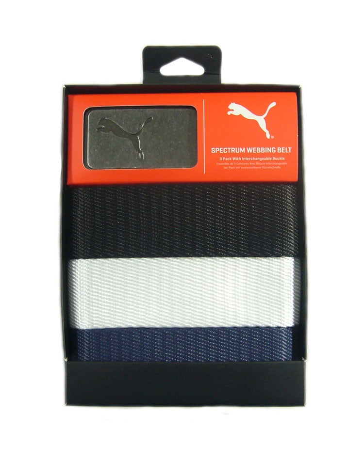 Puma Spectrum Webbing Belt Pack Of 3 Belts Black/White/Grey One Size Fits All