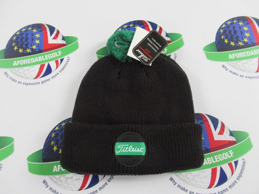titleist limited edition boardwalk pom pom shamrock black green beanie hat