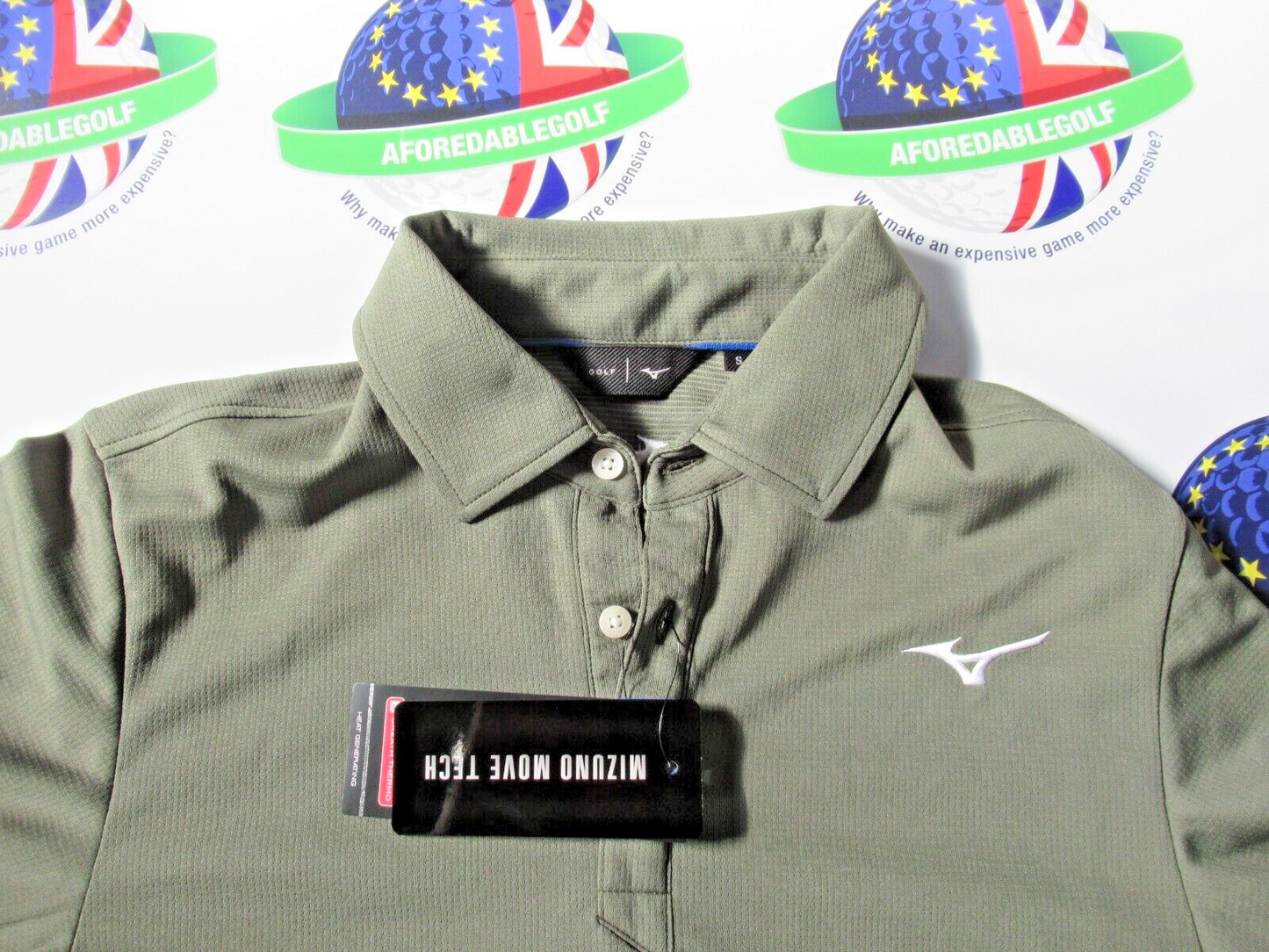 Mizuno Breath Thermo Long Sleeve Polo Shirt Olive UK Size Small