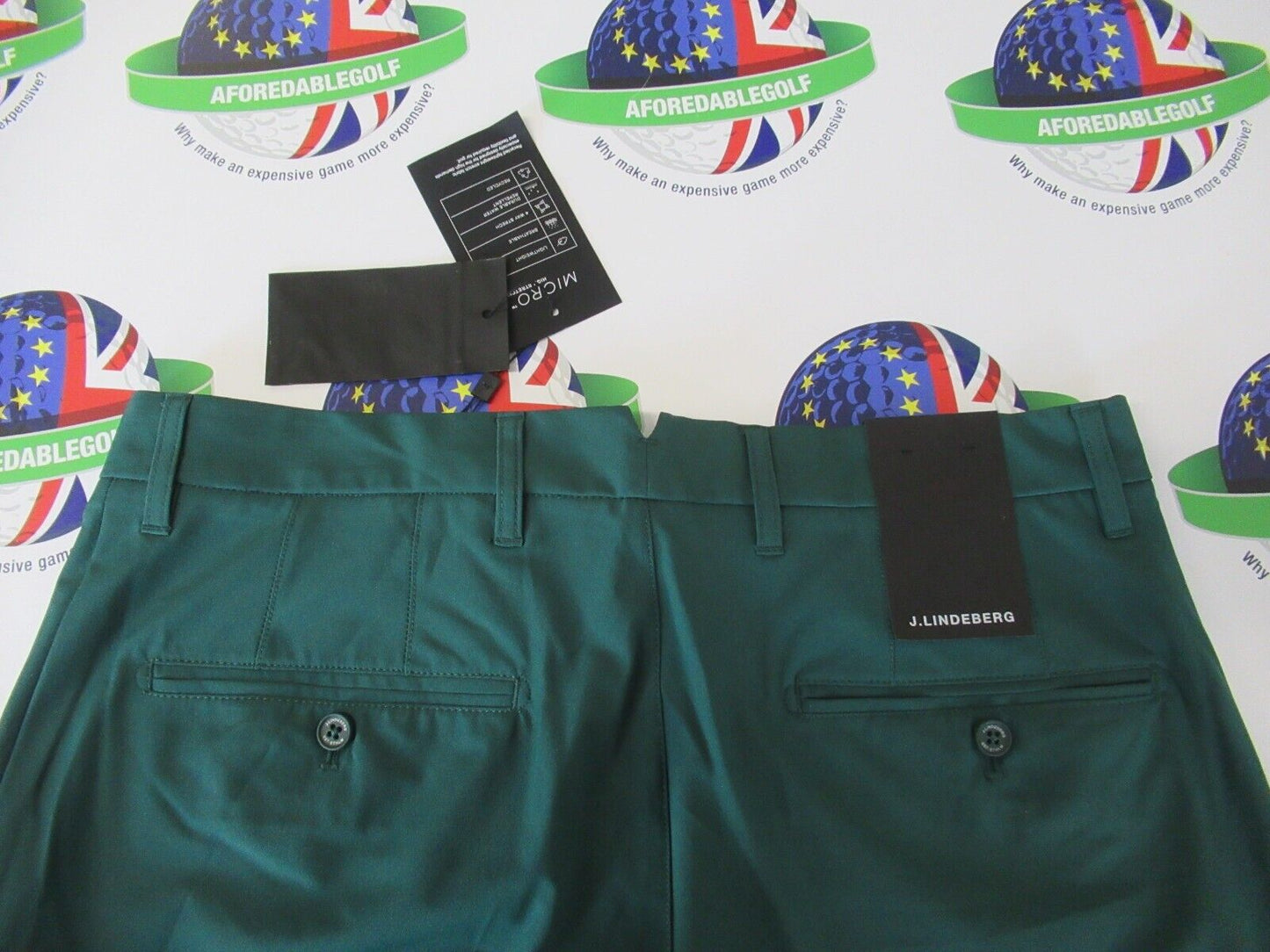 J.Lindeberg Ellott Micro High Stretch Trousers Rain Forest Waist 30" Leg 32"