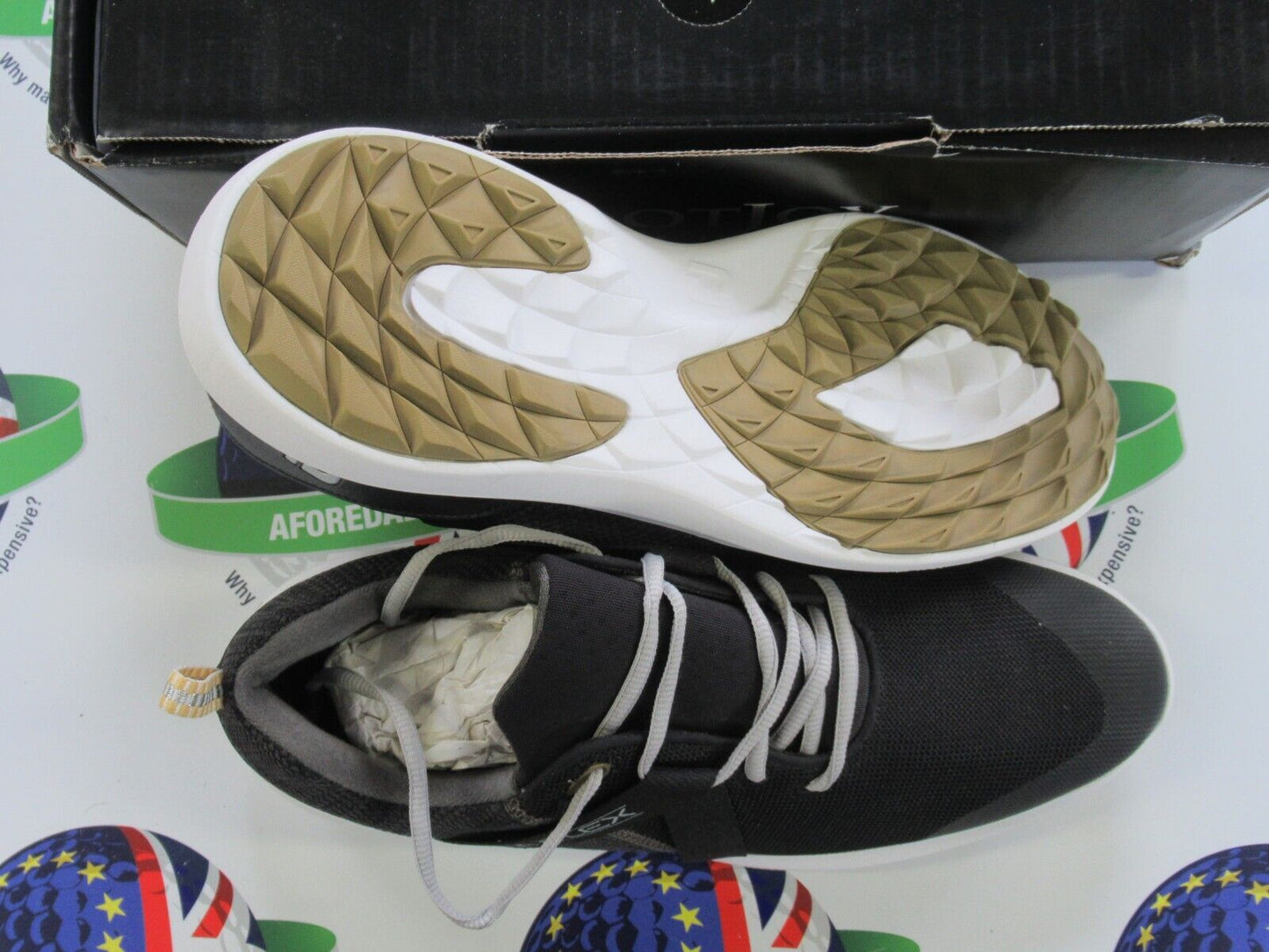footjoy flex golf shoes 56103k black/white/gold uk size 8.5 medium