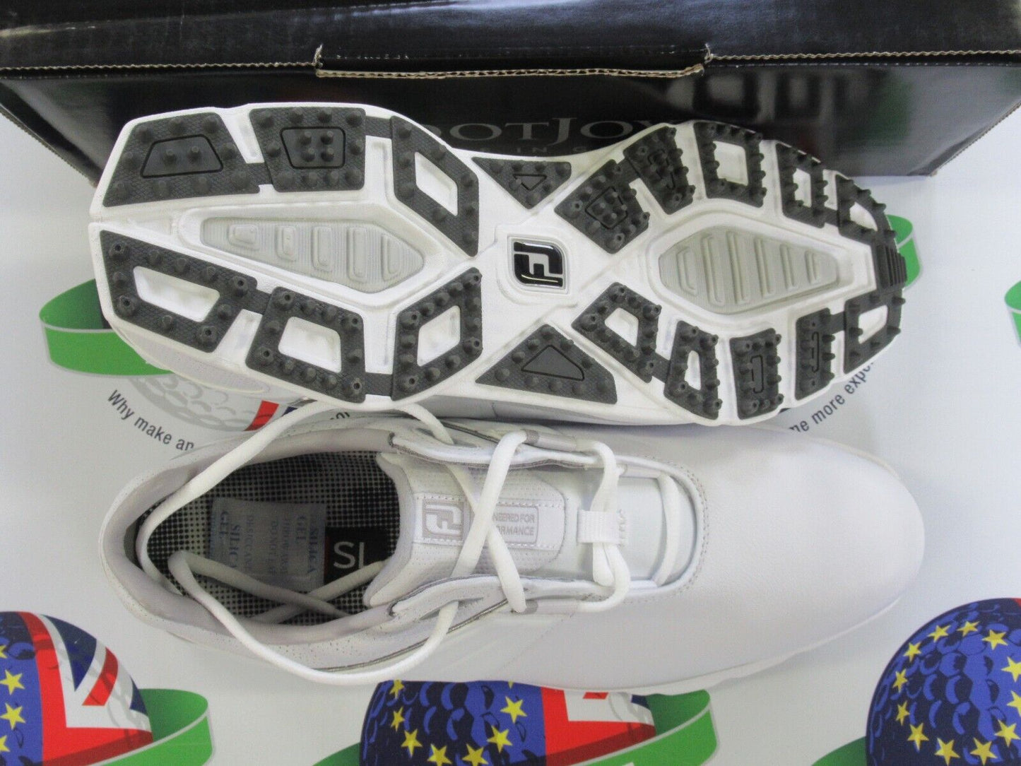 footjoy pro sl waterproof golf shoes 53070k white/silver uk size 11 medium