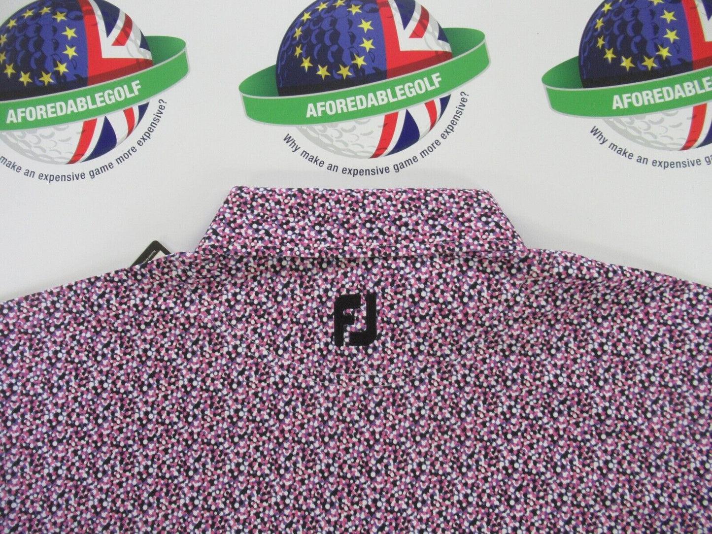 footjoy eu confetti print violet polo shirt uk size xl