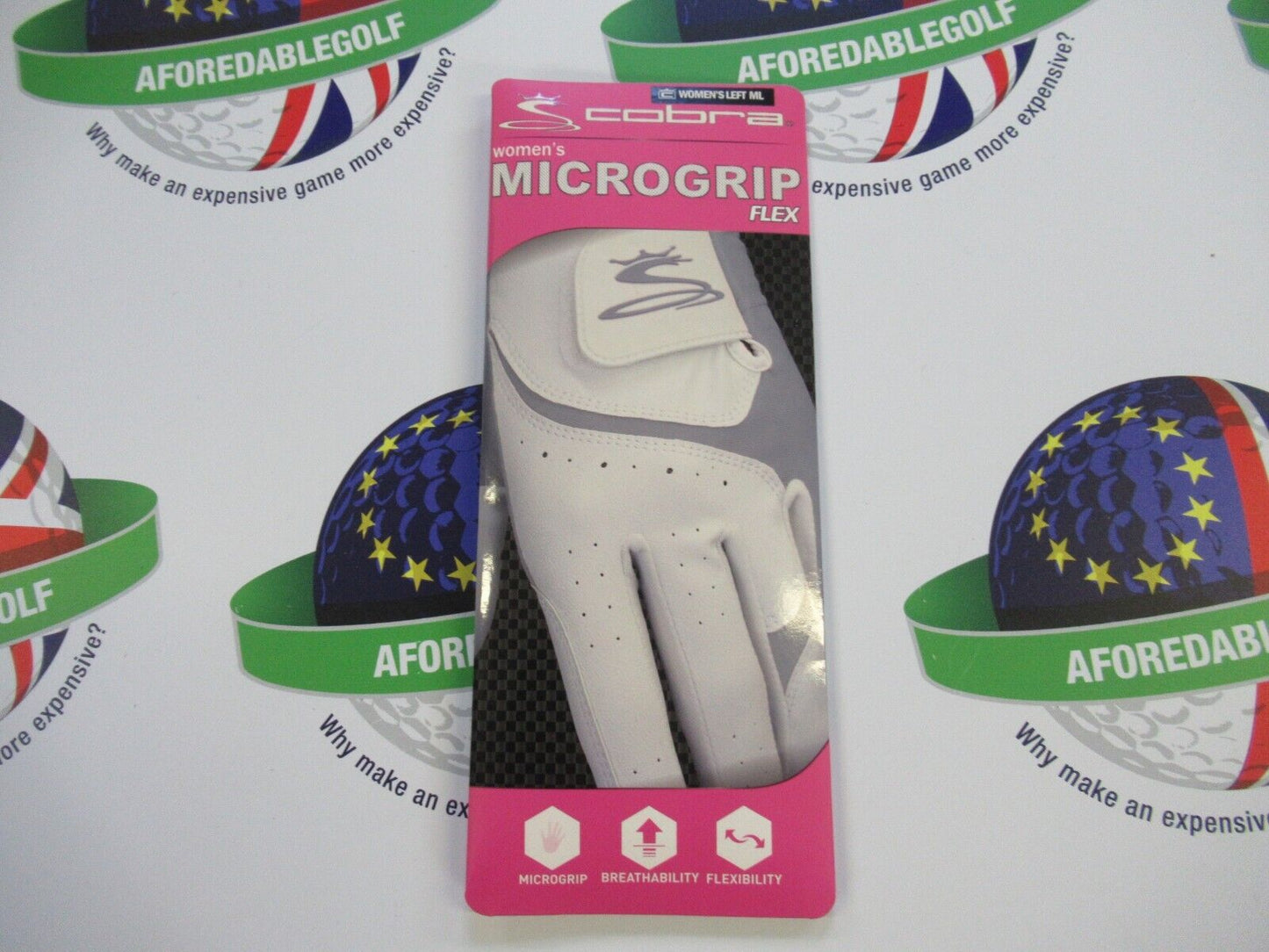 cobra microgrip flex ladies left hand golf glove size medium/large