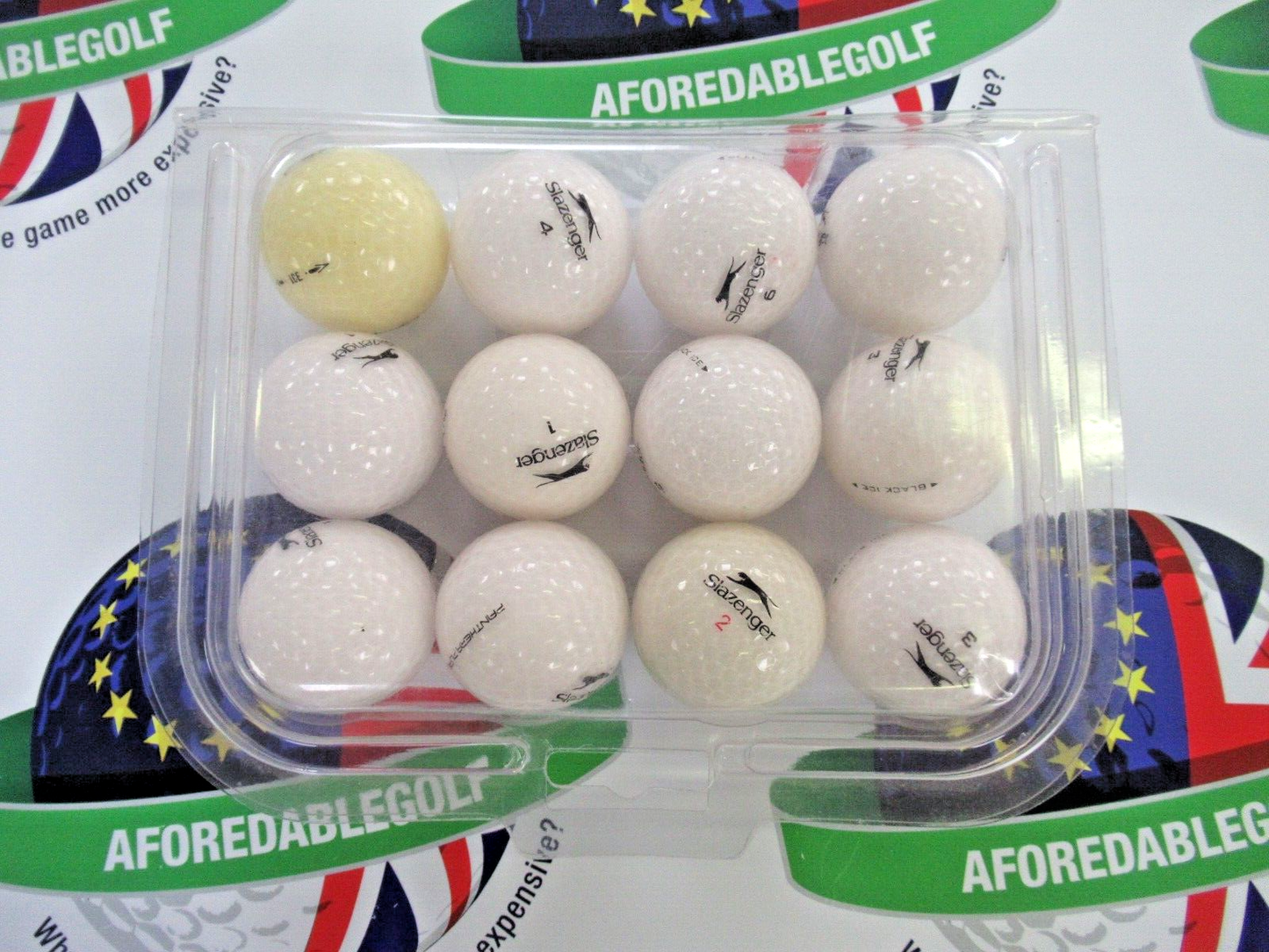 12 slazenger black ice pearl/pearl 1 grade golf balls