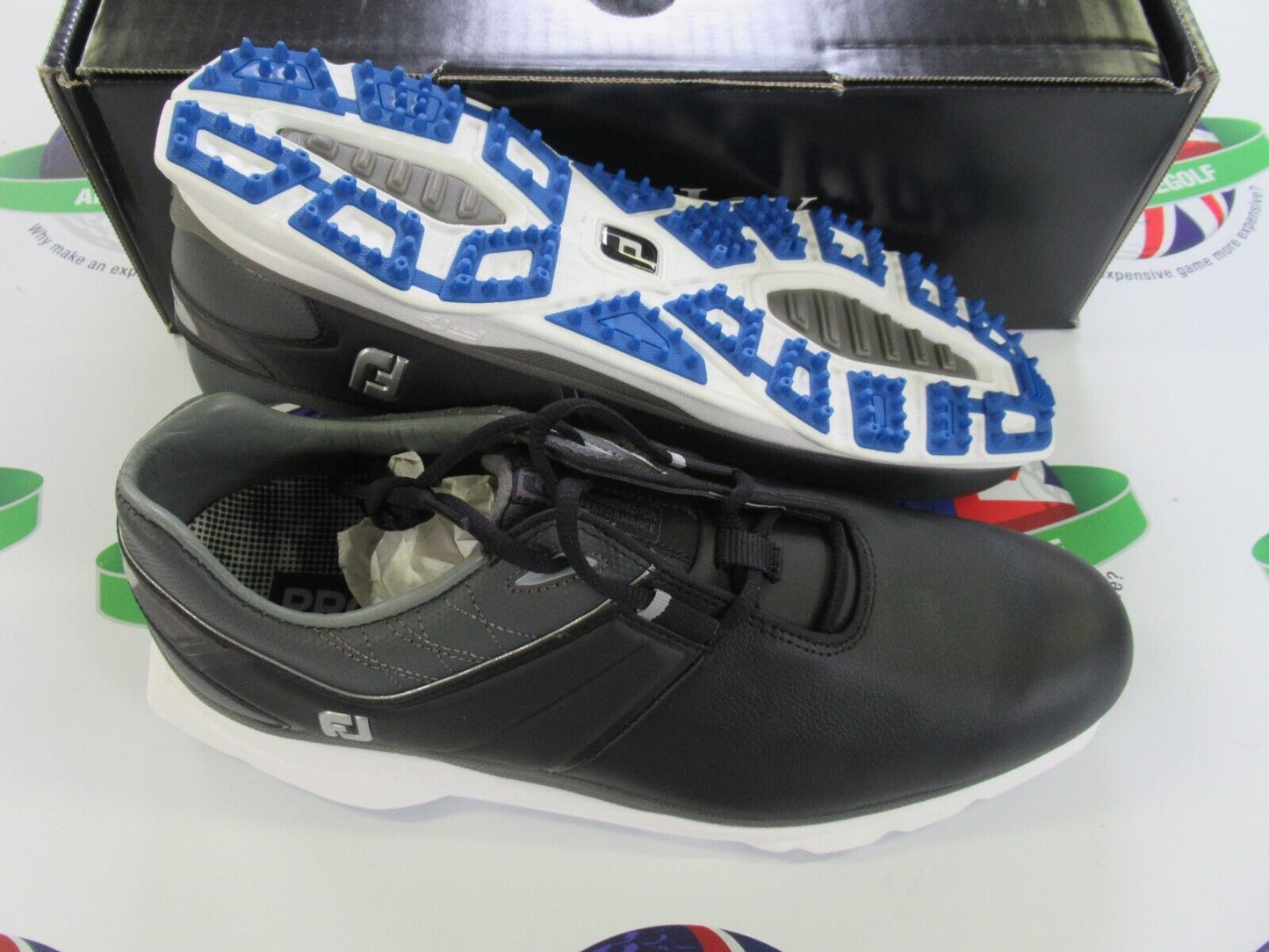 footjoy pro sl waterproof golf shoes 53077k black/grey uk size 9.5 medium