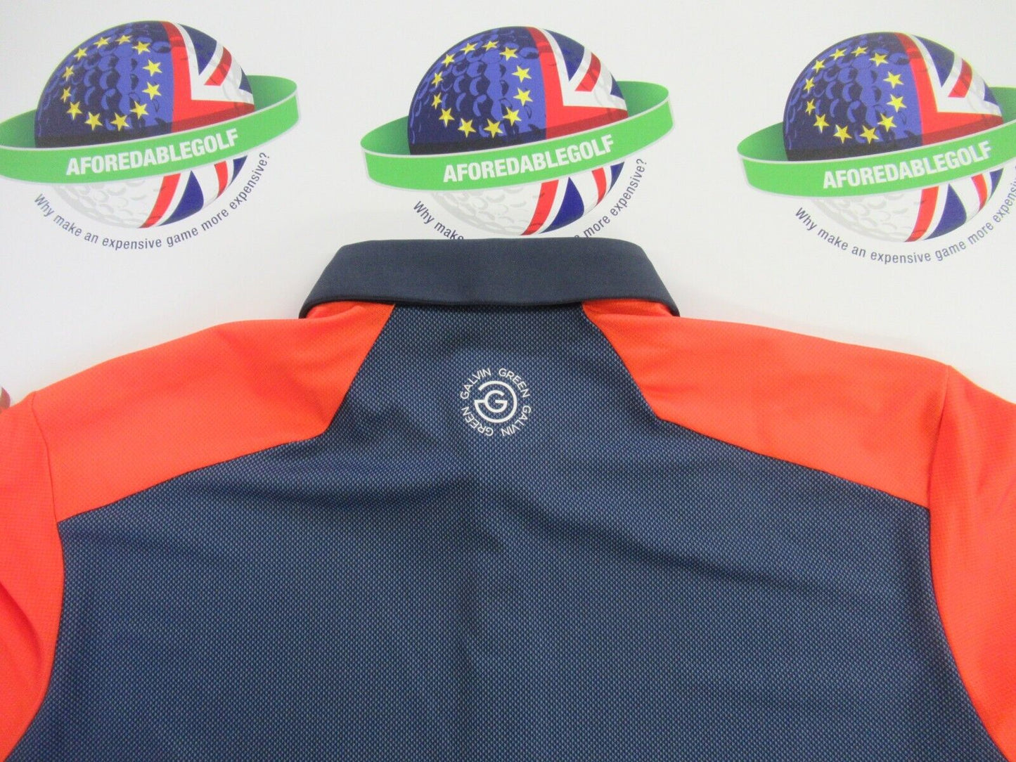Galvin Green Mateus Ventil8 Plus Polo Shirt Orange/Navy/White UK Size Medium